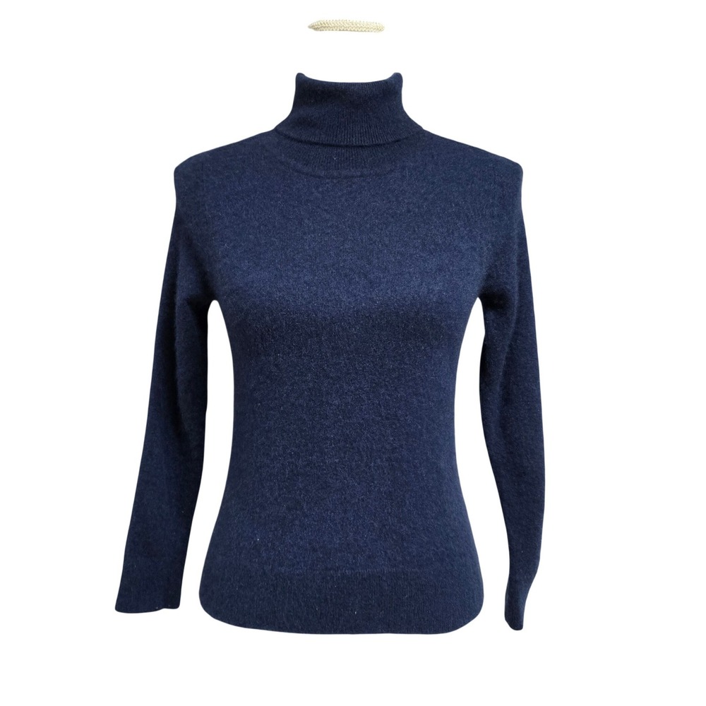 Quince Mongolian Cashmere Turtleneck Sweater Navy Blue Soft Women's Size S